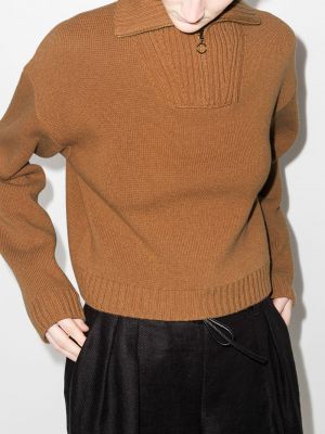 Dzianinowy sweter na zamek Nanushka brązowy