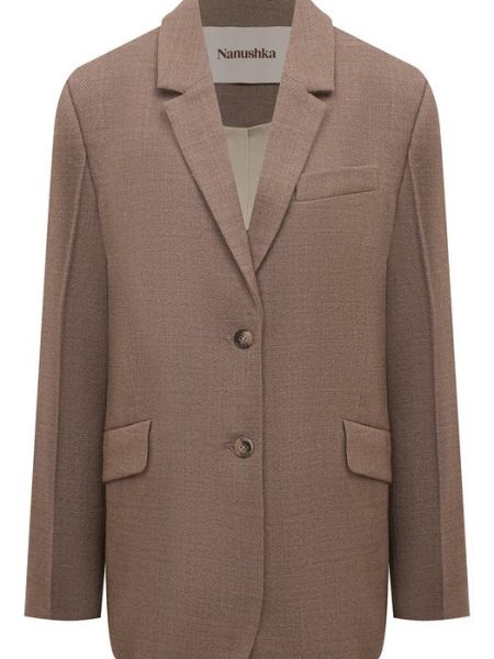 Шерстяной пиджак Nanushka коричневый