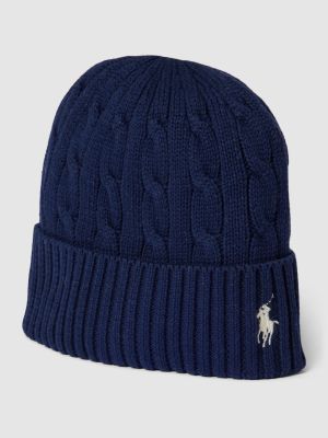 Dzianinowa czapka bawełniana Polo Ralph Lauren niebieska
