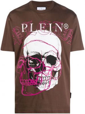 Тениска с кръгло деколте Philipp Plein кафяво