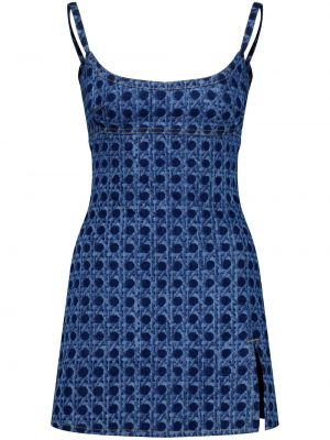 Дънкова рокля с принт Giambattista Valli синьо