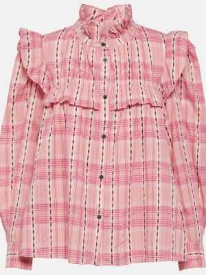 Карирана памучна блуза Marant Etoile розово