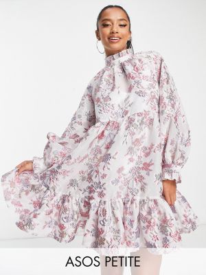Жаккард платье мини в цветочек с принтом Asos розовое