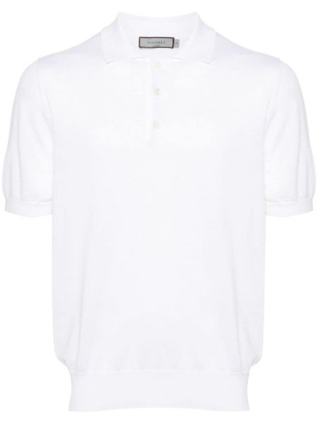 Megztas medvilninis polo marškinėliai Canali balta