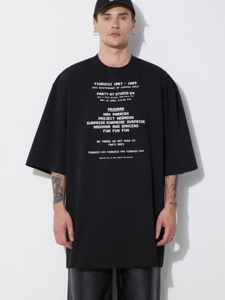 Koszulka bawełniana z nadrukiem oversize Fiorucci czarna