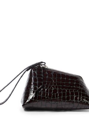 Kožna clutch torbica od lakirane kože The Attico crna