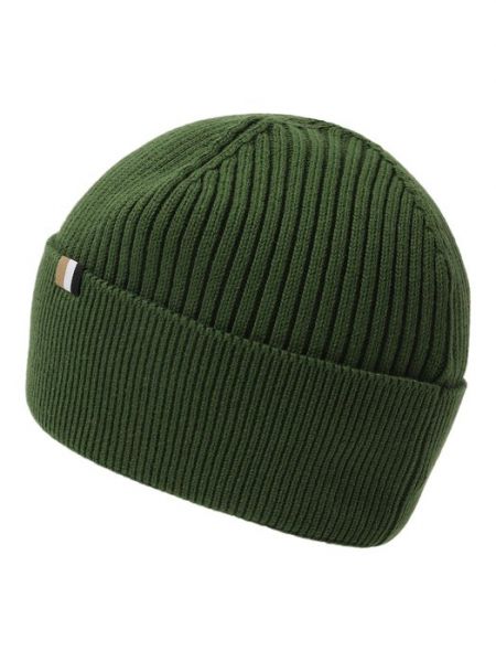 Хлопковая шерстяная шапка Boss зеленая