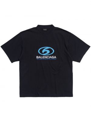Koszulka bawełniana z nadrukiem Balenciaga czarna