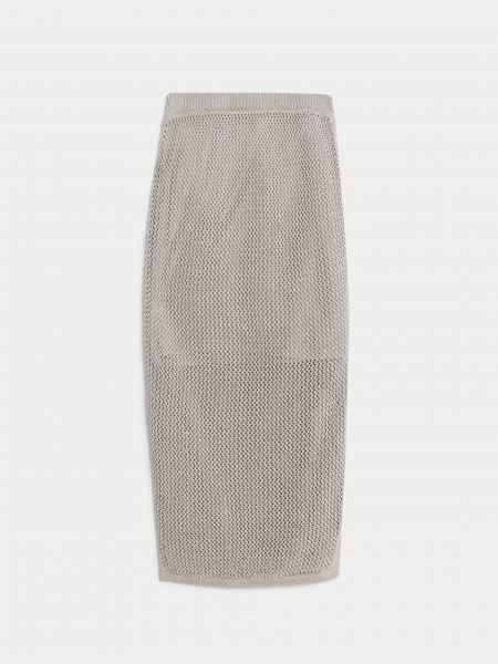 Pletený midi sukňa Marks & Spencer strieborná