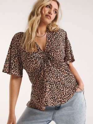 Леопардовая блузка с принтом Simply Be коричневая
