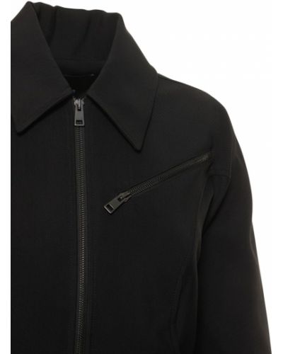Viskózová vlnená bunda na zips Mugler čierna