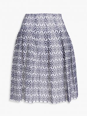 Плиссированная хлопковая юбка с вышивкой Oscar De La Renta