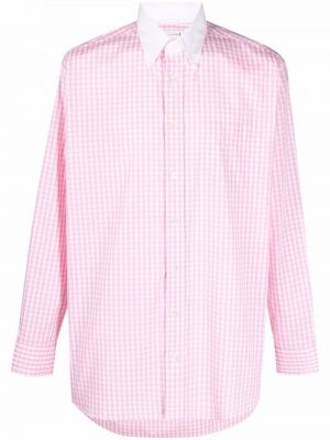 Пухена карирана риза с копчета Mackintosh розово