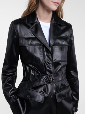 Usnjena jakna iz umetnega usnja Saint Laurent črna