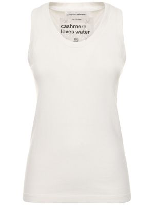 Tank top de cachemir de algodón Extreme Cashmere blanco