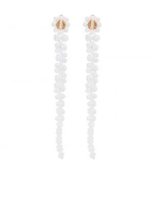 Uhani z draperijo s kristali Simone Rocha bela