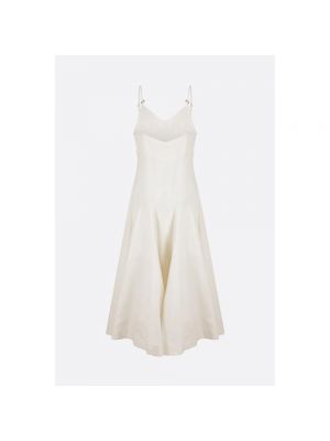 Sukienka długa bawełniana z dekoltem w serek Bottega Veneta biała