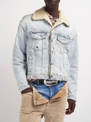 Bavlněná džínová bunda s oděrkami Dsquared2