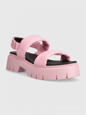 Kožne sandale s platformom Hugo ružičasta