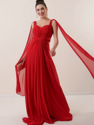 Šifonové dlouhé šaty By Saygı červené