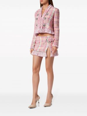 Tvídové mini sukně Philipp Plein růžové