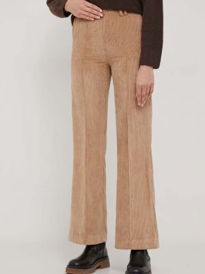 Manšestrové kalhoty s vysokým pasem United Colors Of Benetton hnědé