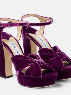 Pantofi cu toc de catifea Jimmy Choo violet