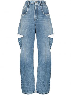Straight fit džíny s oděrkami Maison Margiela modré