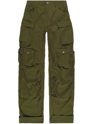 Cargo hlače bootcut s džepovima The Attico zelena