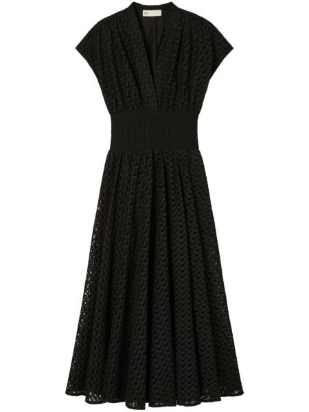 Bavlnené šaty s výšivkou Tory Burch čierna