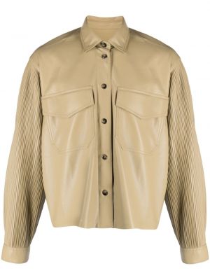 Plisovaná kožená bunda Nanushka khaki