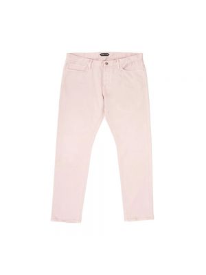 Spodnie slim fit z kieszeniami Tom Ford różowe