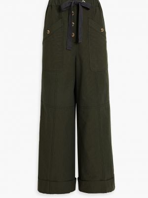 Широкие брюки Kirkley из хлопка в полоску ULLA JOHNSON зеленый