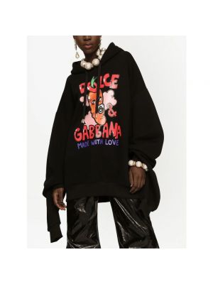 Sudadera con capucha de algodón oversized Dolce & Gabbana negro