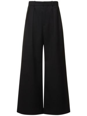 Pantaloni cu talie joasă de lână plisate Wardrobe.nyc negru