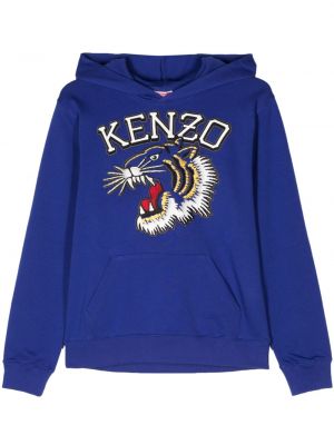 Pamučna hoodie s kapuljačom s uzorkom tigra Kenzo plava