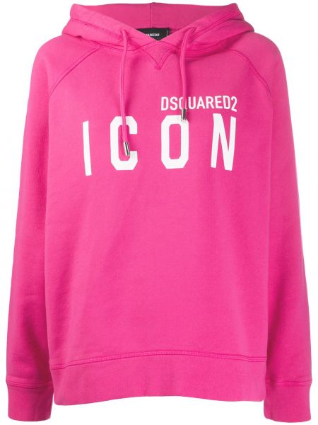 Hoodie con stampa oversize Dsquared2 rosa