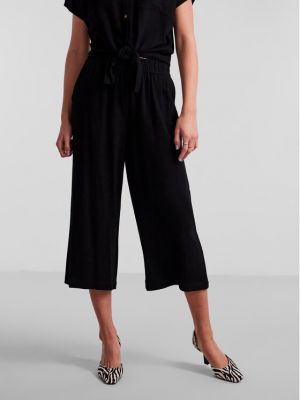 Pantaloni culottes cu croială lejeră Pieces negru