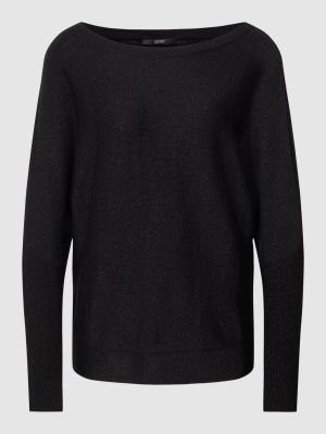 Dzianinowy sweter z dekoltem w łódkę Esprit Collection czarny