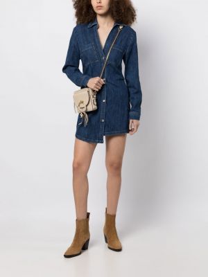 Kleid mit v-ausschnitt Le Jean blau