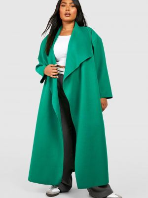 Шерстяное пальто Boohoo зеленое