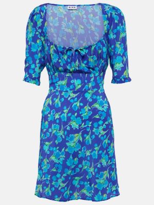 Svilena haljina s printom Rixo plava