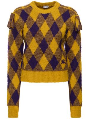Sweter w kratkę Burberry żółty
