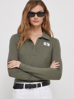 Блуза с дълъг ръкав Calvin Klein Jeans зелено