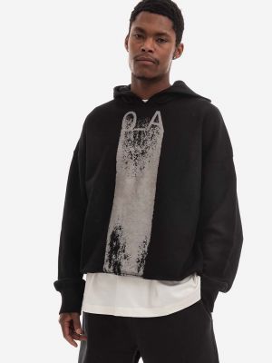 Чорний бавовняний светр з капюшоном з принтом A-cold-wall*
