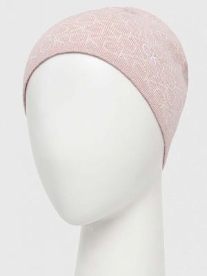 Dzianinowa czapka z kaszmiru Calvin Klein różowa