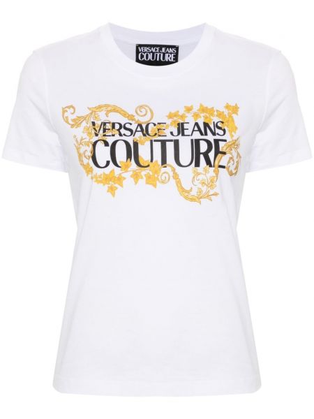 T-shirt en coton à imprimé Versace Jeans Couture blanc