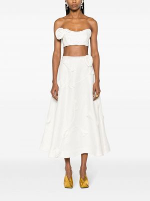 Květinové lněné sukně Zimmermann bílé