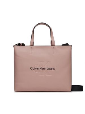 Shopper rankinė slim fit Calvin Klein Jeans rožinė