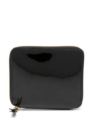 Lakierowany portfel skórzany z nadrukiem Comme Des Garçons Wallet czarny